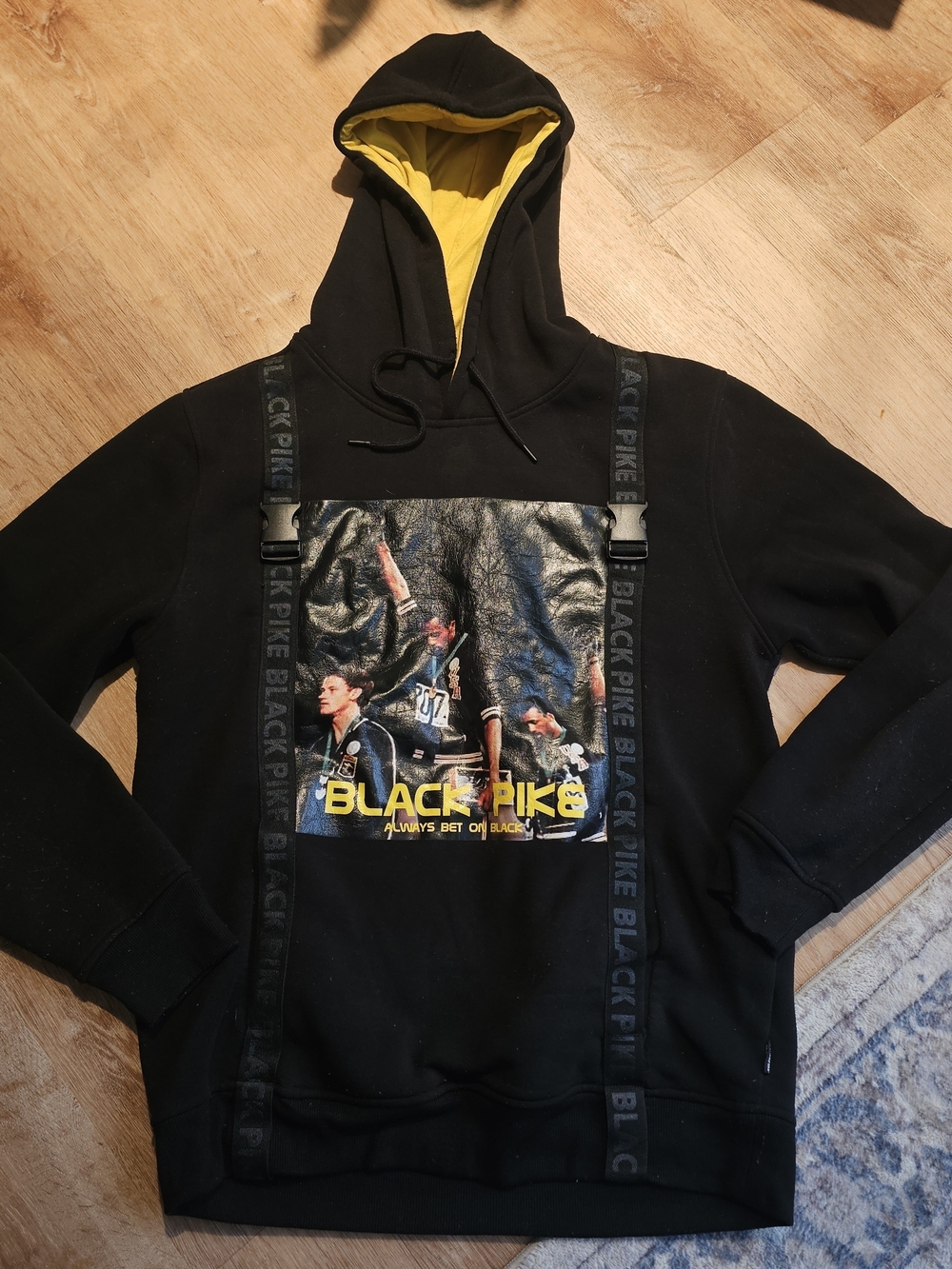 Black Pike "Always Bet On Black" tactical-style graphic hoodie (Size XL). Mens